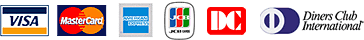 VISA・MasterCard・AMERICAN　EXPRESS・JCB・DC・Diners Club International